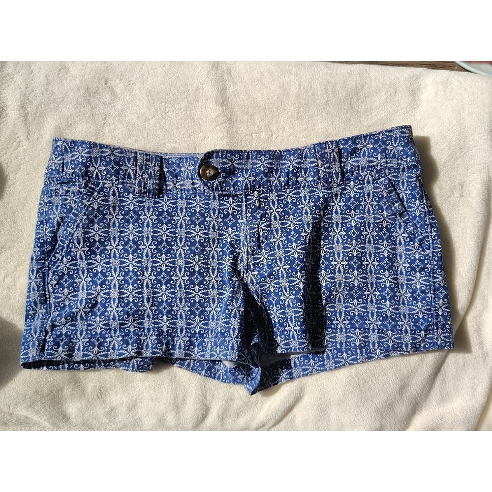 Red Camel Womens Blue White Geometric Medallion Print Chino‎ Shorts Size 11